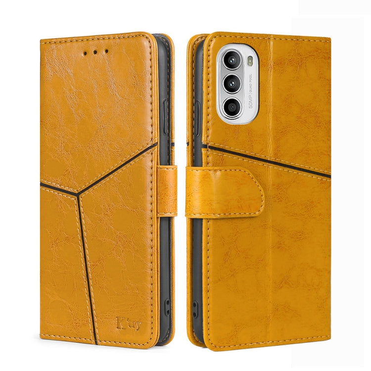 For Motorola Moto G52 4G/G82 5G Geometric Stitching Horizontal Flip Leather Phone Case