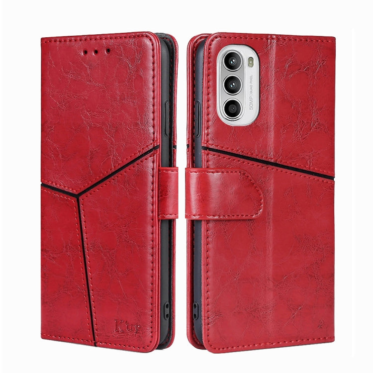 For Motorola Moto G52 4G/G82 5G Geometric Stitching Horizontal Flip Leather Phone Case