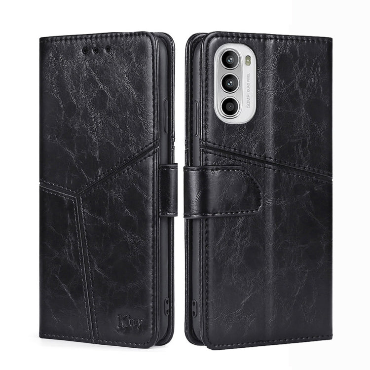 For Motorola Moto G52 4G/G82 5G Geometric Stitching Horizontal Flip Leather Phone Case