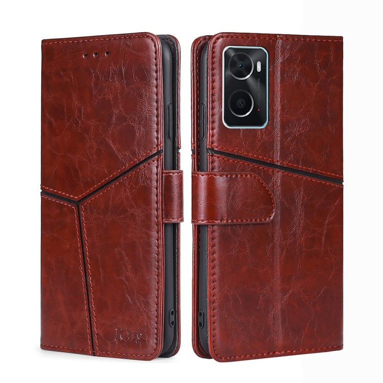 For OPPO A36 4G/A76 4G Global Geometric Stitching Horizontal Flip Leather Phone Case