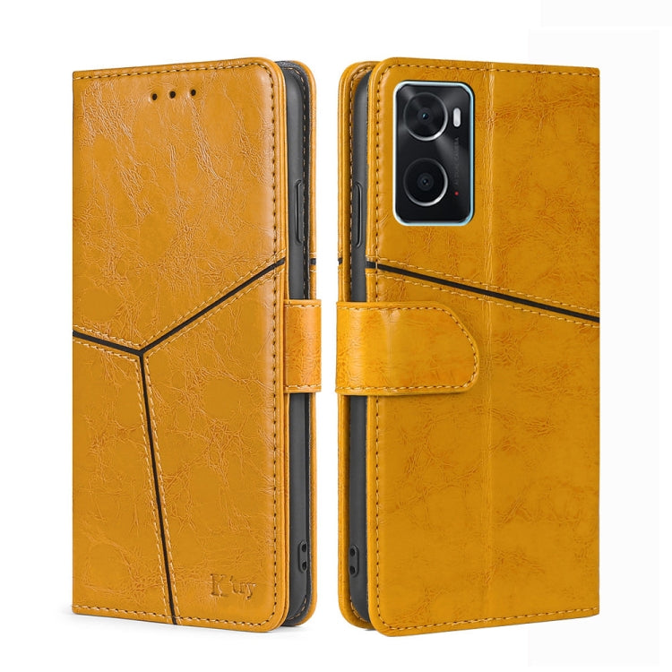 For OPPO A36 4G/A76 4G Global Geometric Stitching Horizontal Flip Leather Phone Case