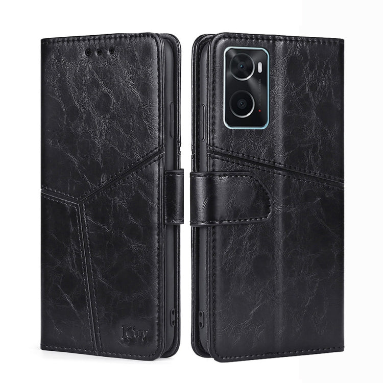 For OPPO A36 4G/A76 4G Global Geometric Stitching Horizontal Flip Leather Phone Case