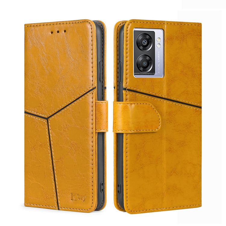 For OPPO A57 5G 2022/Realme Q5i Geometric Stitching Horizontal Flip Leather Phone Case