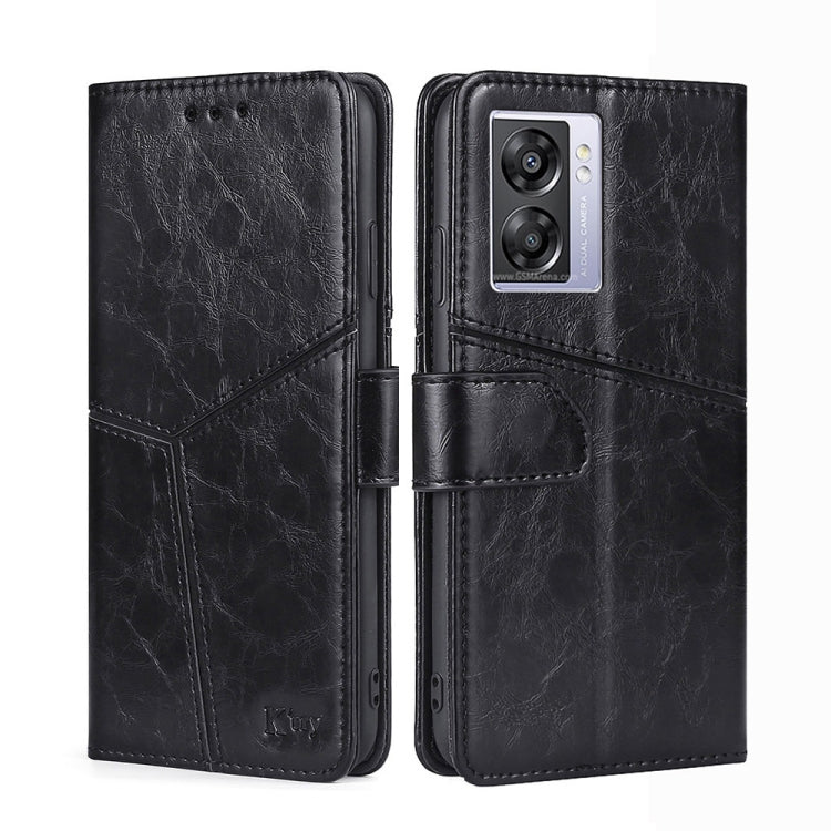 For OPPO A57 5G 2022/Realme Q5i Geometric Stitching Horizontal Flip Leather Phone Case