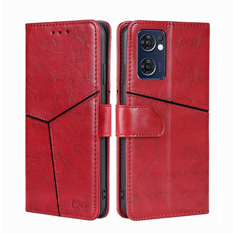 For OPPO Find X5 Lite Geometric Stitching Horizontal Flip Leather Phone Case