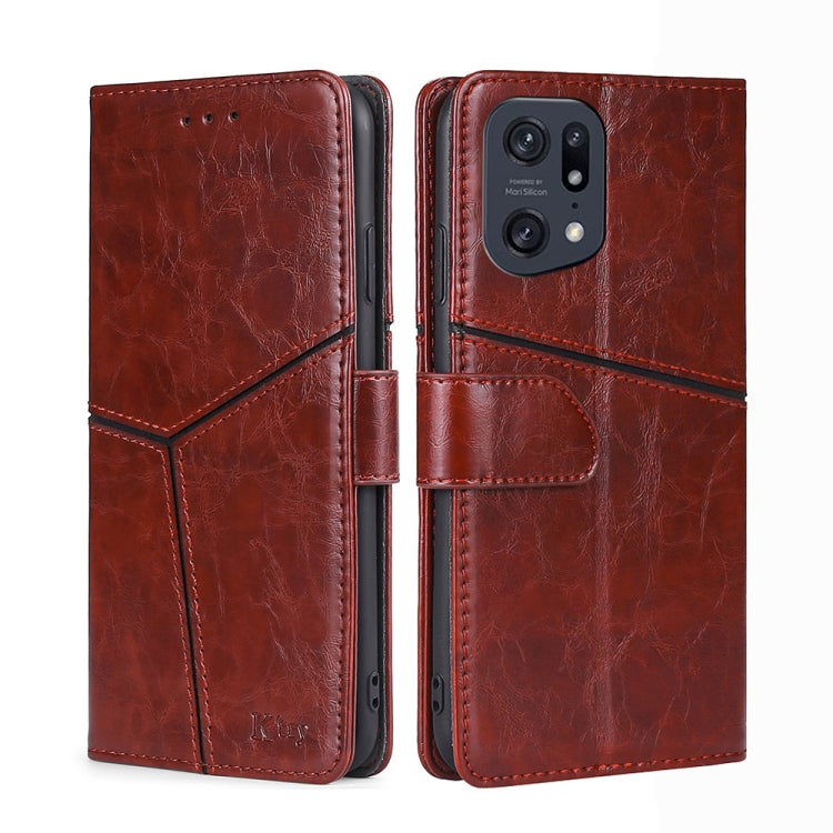 For OPPO Find X5 Pro Geometric Stitching Horizontal Flip Leather Phone Case