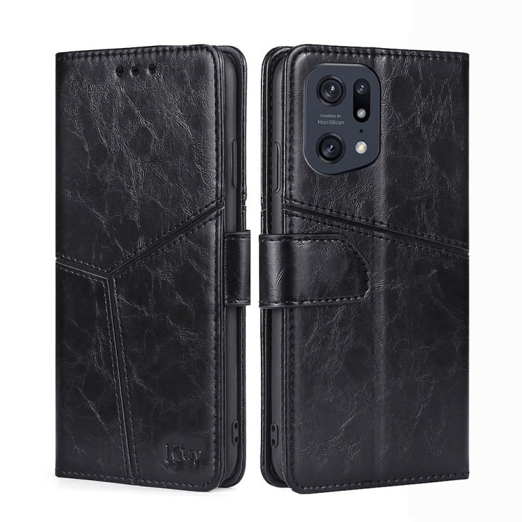 For OPPO Find X5 Pro Geometric Stitching Horizontal Flip Leather Phone Case
