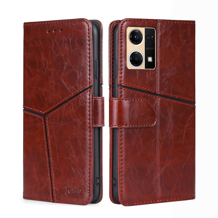 For OPPO Reno7 4G/F21 Pro 4G Geometric Stitching Horizontal Flip Leather Phone Case