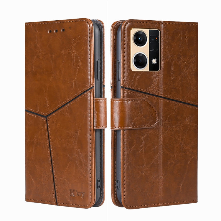 For OPPO Reno7 4G/F21 Pro 4G Geometric Stitching Horizontal Flip Leather Phone Case