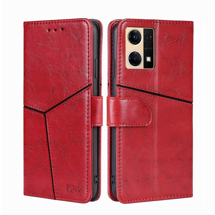 For OPPO Reno7 4G/F21 Pro 4G Geometric Stitching Horizontal Flip Leather Phone Case