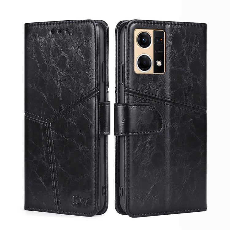 For OPPO Reno7 4G/F21 Pro 4G Geometric Stitching Horizontal Flip Leather Phone Case