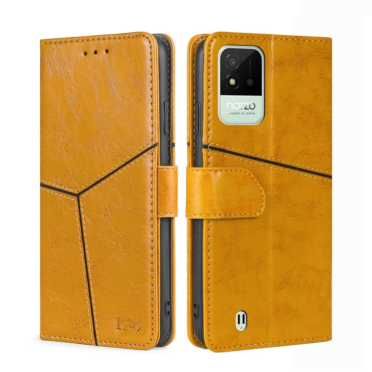 For OPPO Realme Narzo 50i Geometric Stitching Horizontal Flip Leather Phone Case
