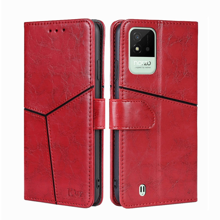 For OPPO Realme Narzo 50i Geometric Stitching Horizontal Flip Leather Phone Case
