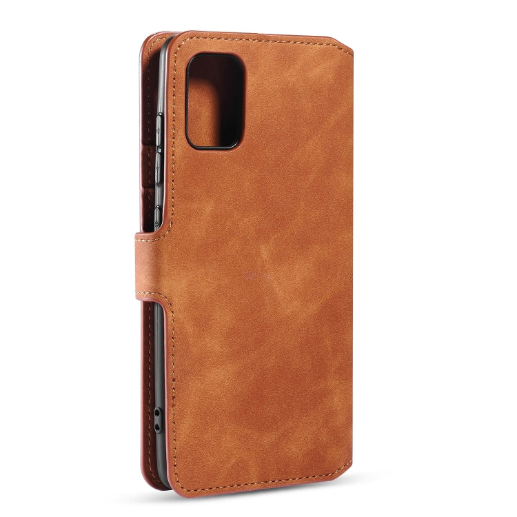 For Galaxy A51 DG.MING Retro Oil Side Horizontal Flip Case with Holder & Card Slots & Wallet