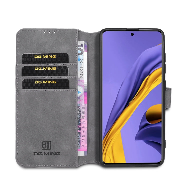For Galaxy A51 DG.MING Retro Oil Side Horizontal Flip Case with Holder & Card Slots & Wallet