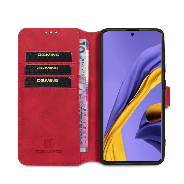 For Galaxy A51 DG.MING Retro Oil Side Horizontal Flip Case with Holder & Card Slots & Wallet