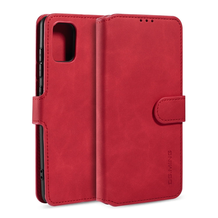 For Galaxy A71 DG.MING Retro Oil Side Horizontal Flip Case with Holder & Card Slots & Wallet