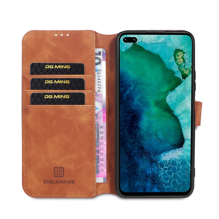 For Huawei Honor V30 DG.MING Retro Oil Side Horizontal Flip Case with Holder & Card Slots & Wallet