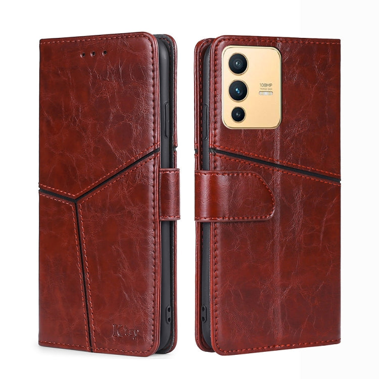 For vivo S12 5G/V23 Geometric Stitching Horizontal Flip Leather Phone Case