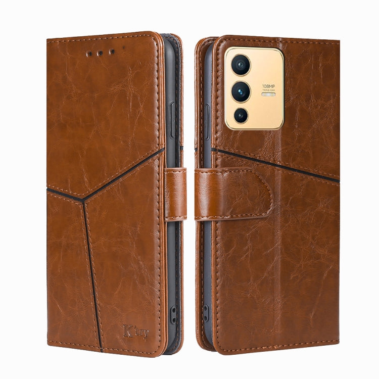 For vivo S12 5G/V23 Geometric Stitching Horizontal Flip Leather Phone Case