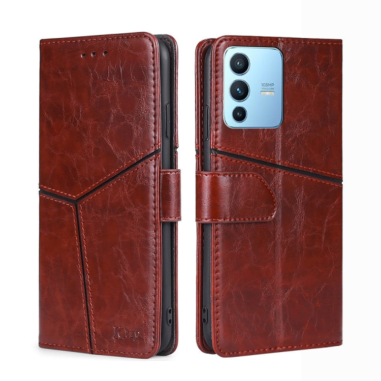 For vivo S12 Pro 5G/V23 Pro Geometric Stitching Horizontal Flip Leather Phone Case