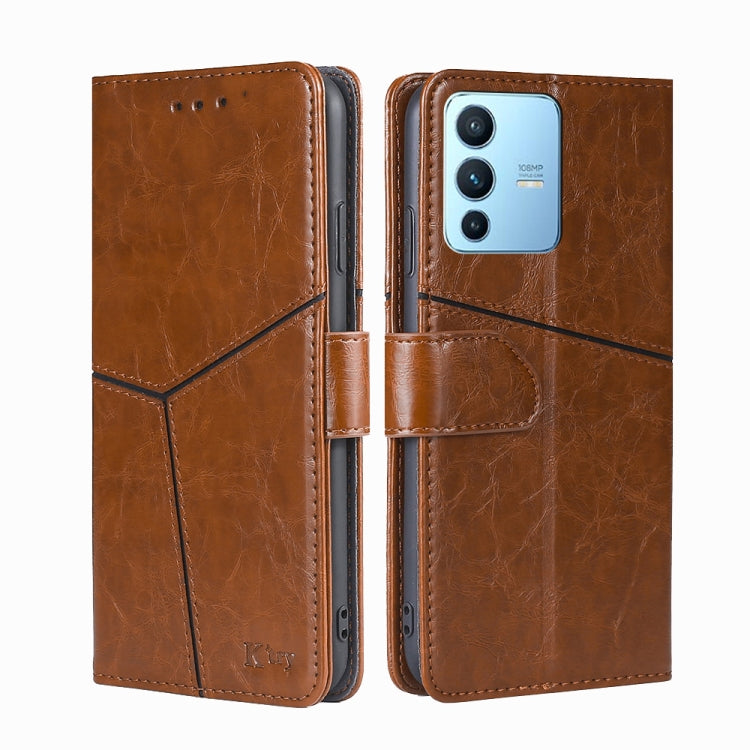 For vivo S12 Pro 5G/V23 Pro Geometric Stitching Horizontal Flip Leather Phone Case