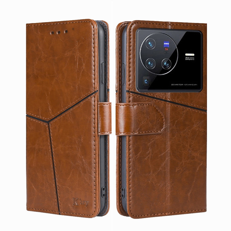 For vivo X80 Pro Geometric Stitching Horizontal Flip Leather Phone Case