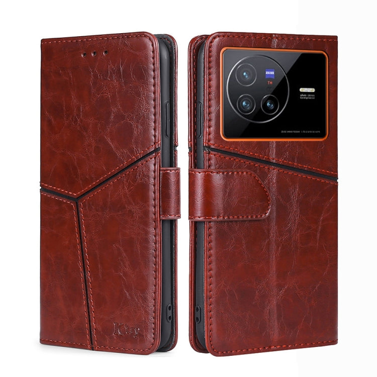 For vivo X80 Geometric Stitching Horizontal Flip Leather Phone Case