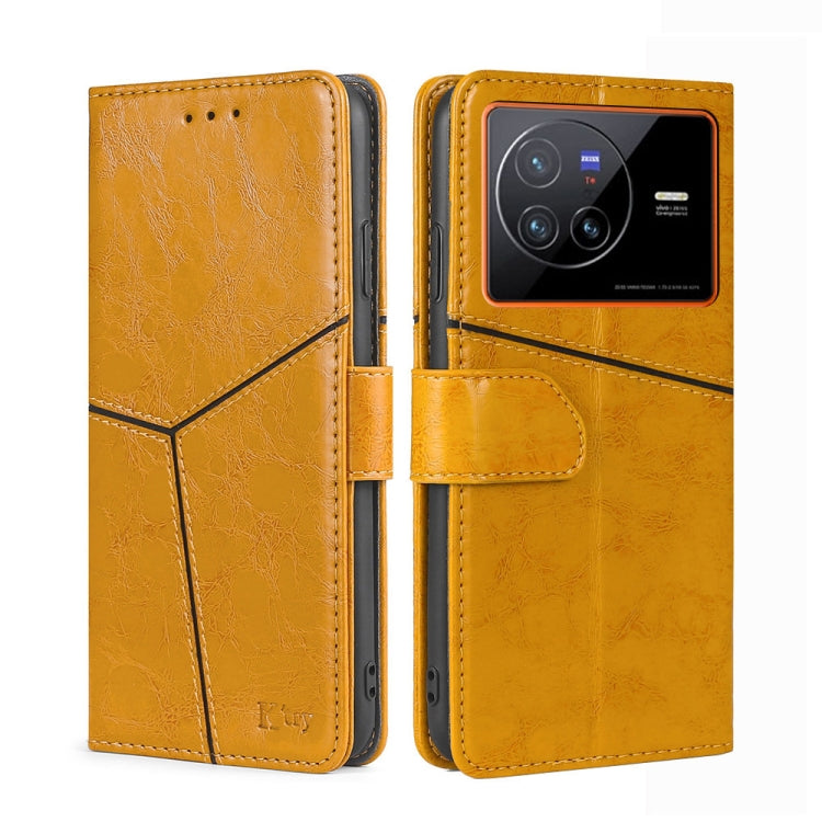 For vivo X80 Geometric Stitching Horizontal Flip Leather Phone Case