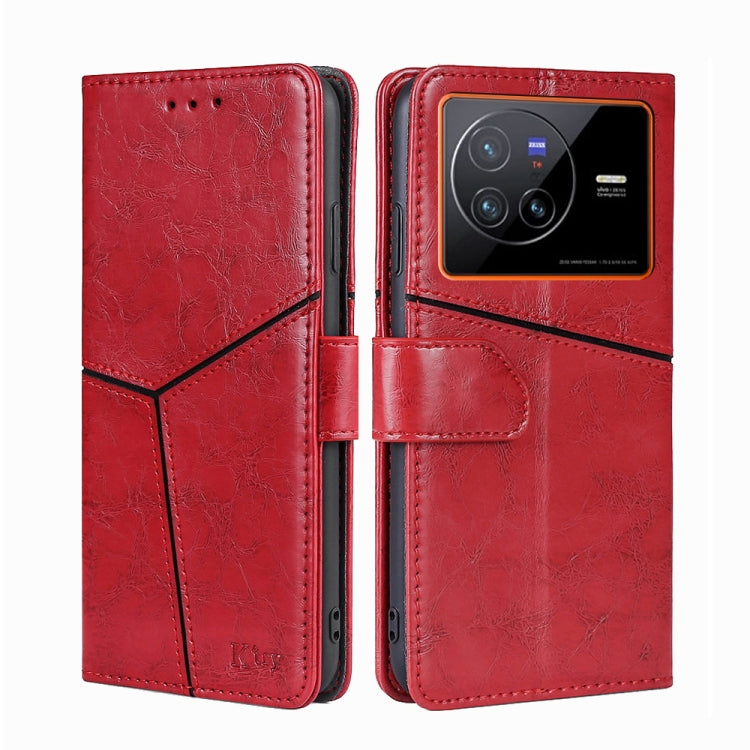 For vivo X80 Geometric Stitching Horizontal Flip Leather Phone Case