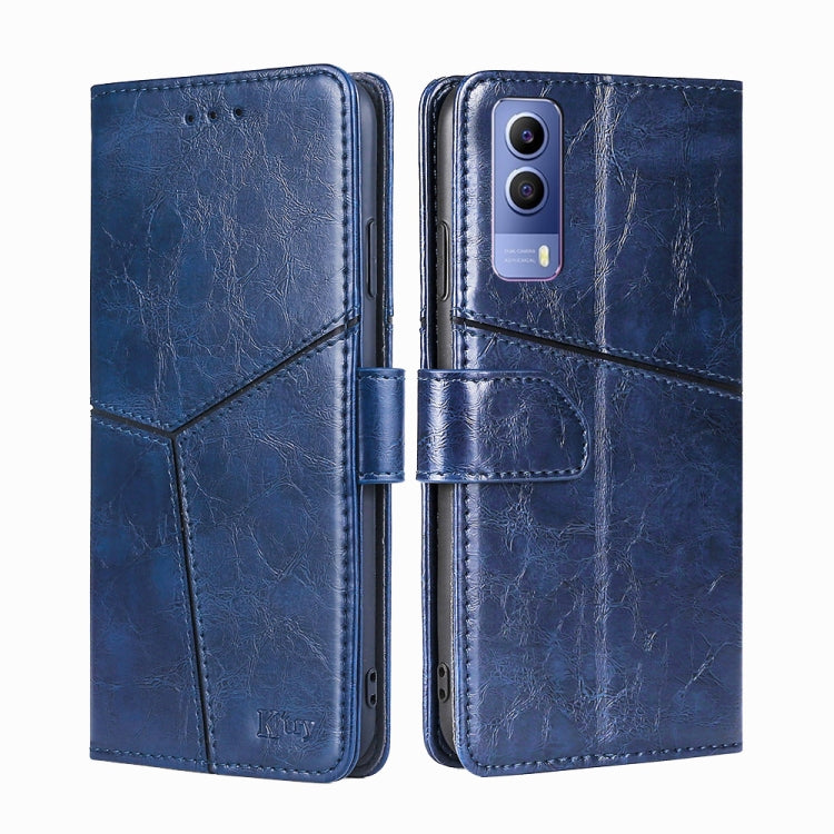 For vivo Y53S 5G/iQOO Z5X/T1X Geometric Stitching Horizontal Flip Leather Phone Case