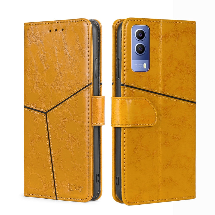 For vivo Y53S 5G/iQOO Z5X/T1X Geometric Stitching Horizontal Flip Leather Phone Case