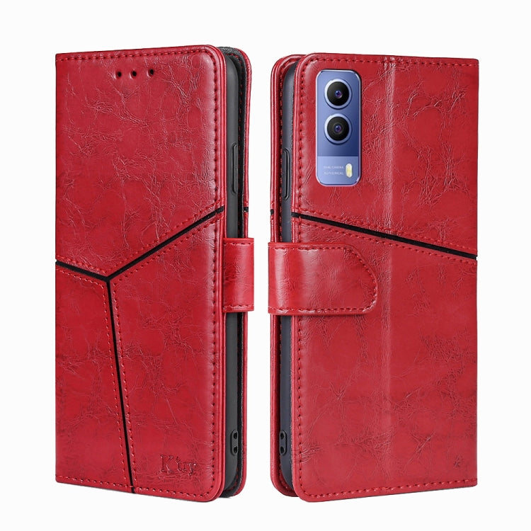 For vivo Y53S 5G/iQOO Z5X/T1X Geometric Stitching Horizontal Flip Leather Phone Case