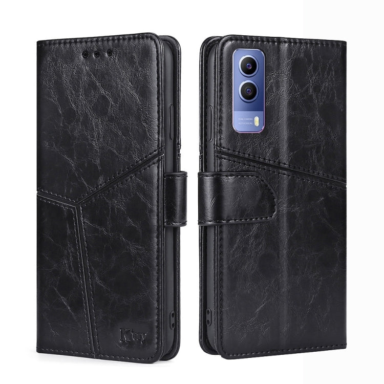 For vivo Y53S 5G/iQOO Z5X/T1X Geometric Stitching Horizontal Flip Leather Phone Case