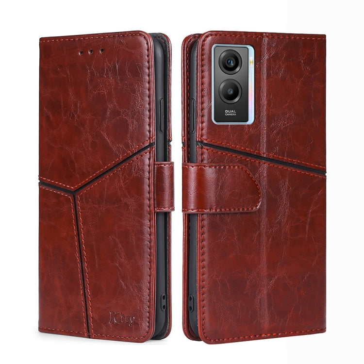 For vivo Y55S 5G Geometric Stitching Horizontal Flip Leather Phone Case