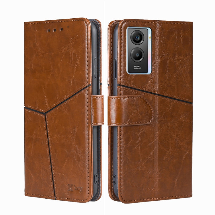 For vivo Y55S 5G Geometric Stitching Horizontal Flip Leather Phone Case