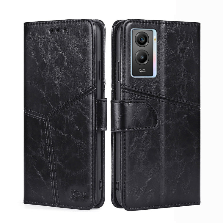For vivo Y55S 5G Geometric Stitching Horizontal Flip Leather Phone Case