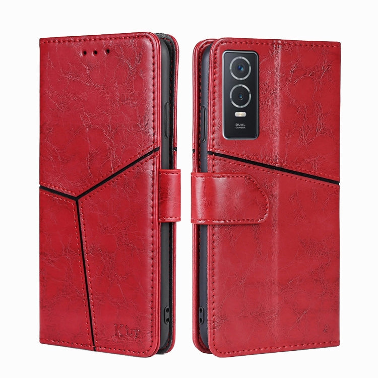 For vivo Y76S/Y74S Geometric Stitching Horizontal Flip Leather Phone Case