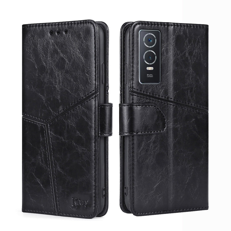 For vivo Y76S/Y74S Geometric Stitching Horizontal Flip Leather Phone Case