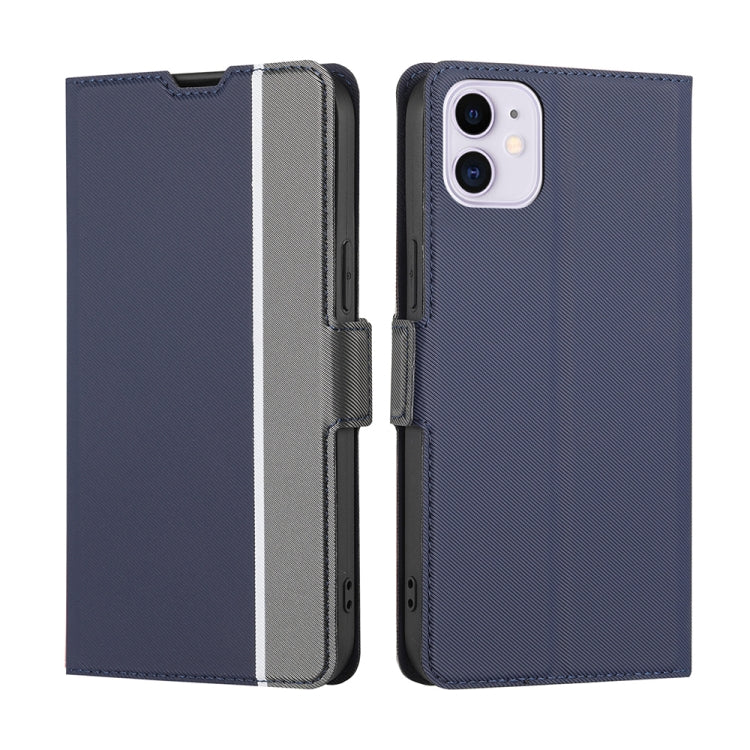For iPhone 11 Twill Texture Side Button Leather Phone Case