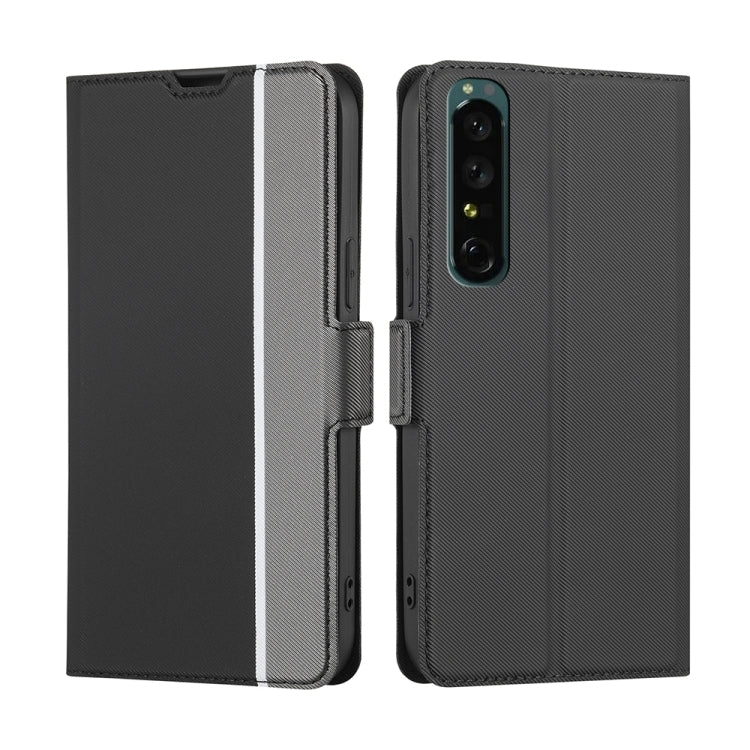 For Sony Xperia 1 IV Twill Texture Side Button Leather Phone Case