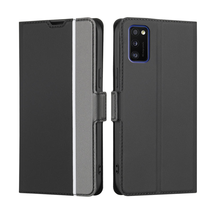 For Samsung Galaxy A41 Twill Texture Side Button Leather Phone Case