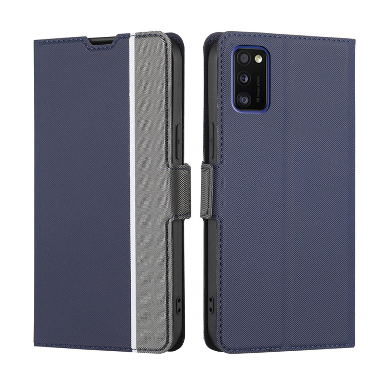 For Samsung Galaxy A41 Twill Texture Side Button Leather Phone Case
