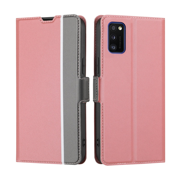 For Samsung Galaxy A41 Twill Texture Side Button Leather Phone Case