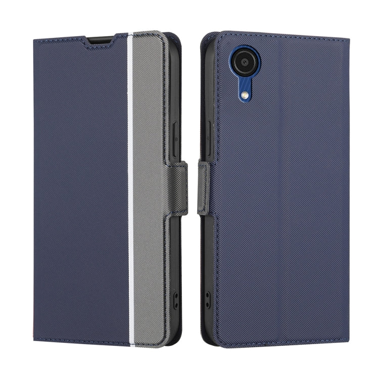 For Samsung Galaxy A03 Core Twill Texture Side Button Leather Phone Case
