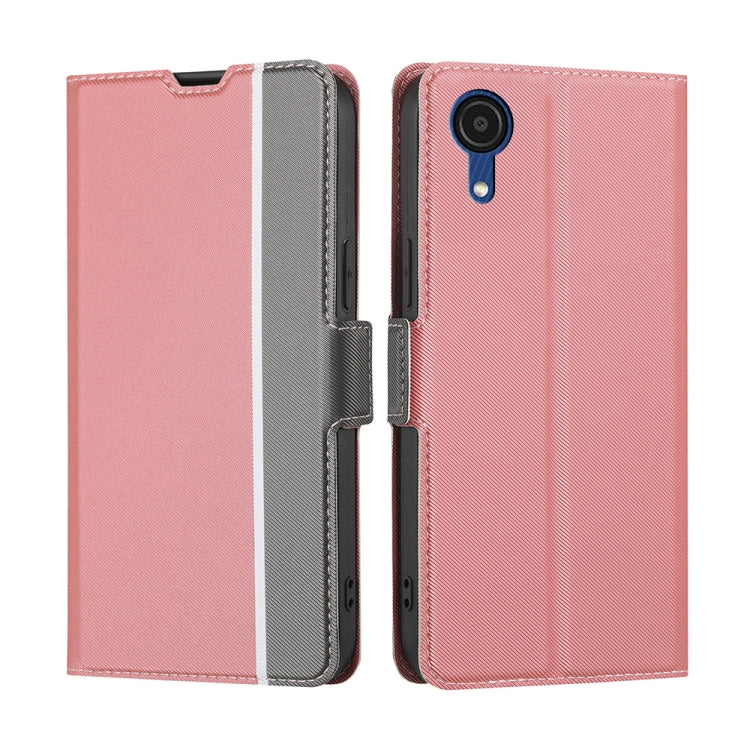 For Samsung Galaxy A03 Core Twill Texture Side Button Leather Phone Case