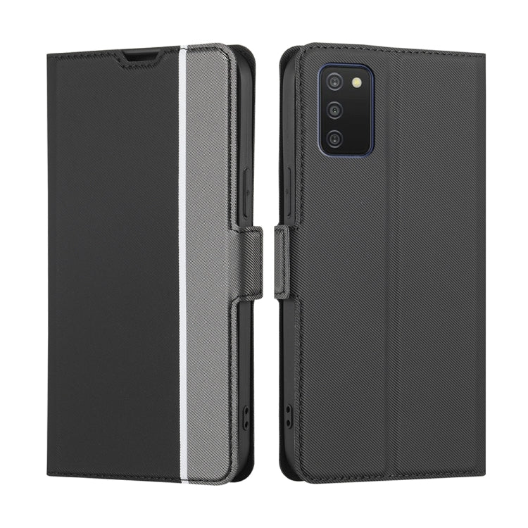 For Samsung Galaxy A03s 164.2mm Twill Texture Side Button Leather Phone Case