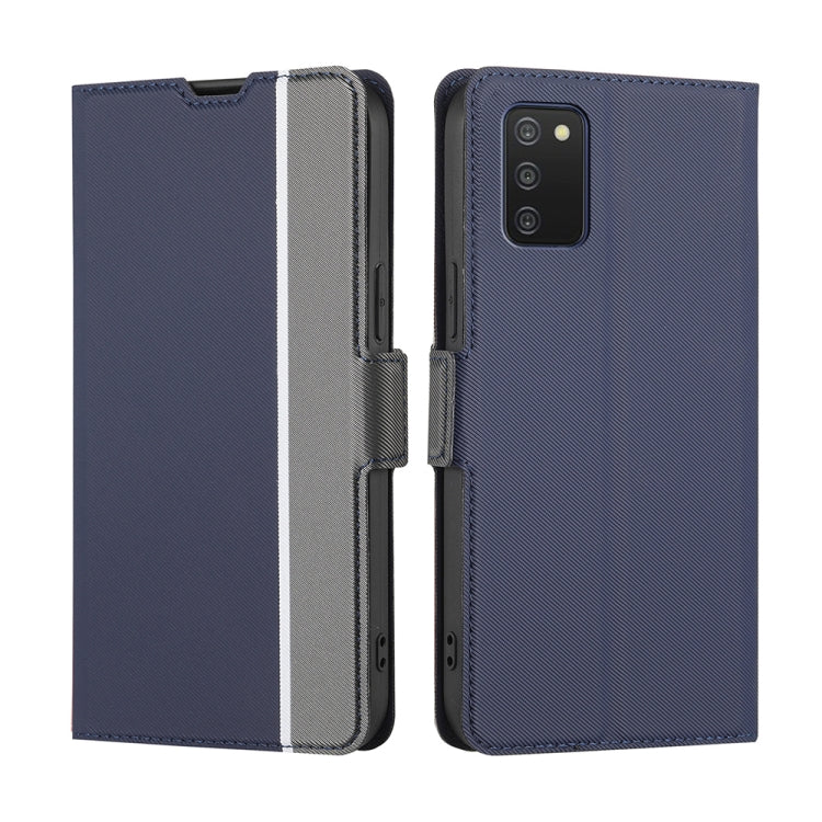 For Samsung Galaxy A03s 164.2mm Twill Texture Side Button Leather Phone Case