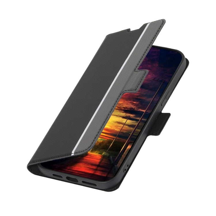 For Samsung Galaxy A10 Twill Texture Side Button Leather Phone Case