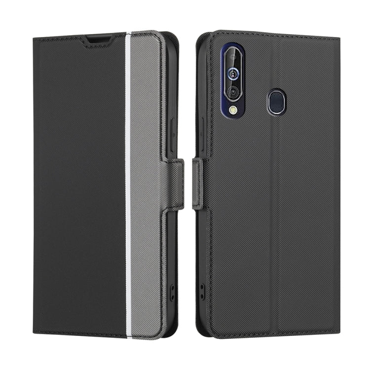 For Samsung Galaxy A60 Twill Texture Side Button Leather Phone Case